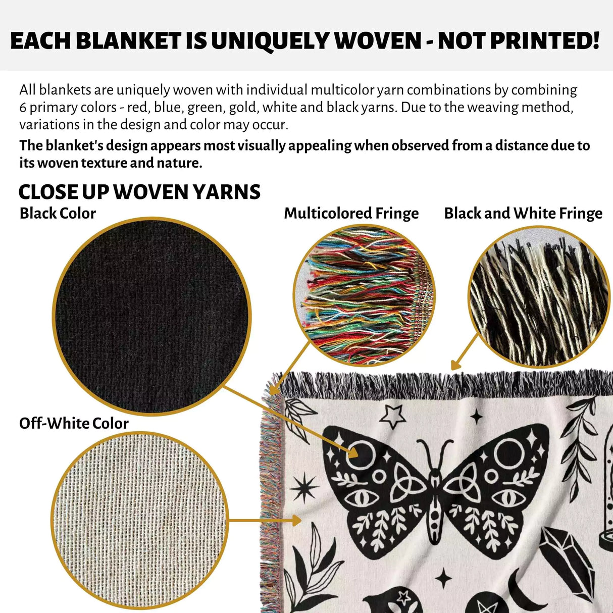 Celestial Spooky Witchy Woven Throw Blanket - DesignerOllie.com