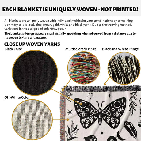 Celestial Spooky Witchy Woven Throw Blanket - DesignerOllie.com