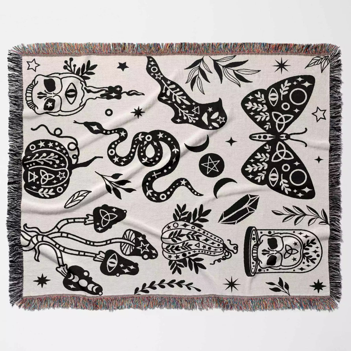 Celestial Spooky Witchy Woven Throw Blanket - DesignerOllie.com