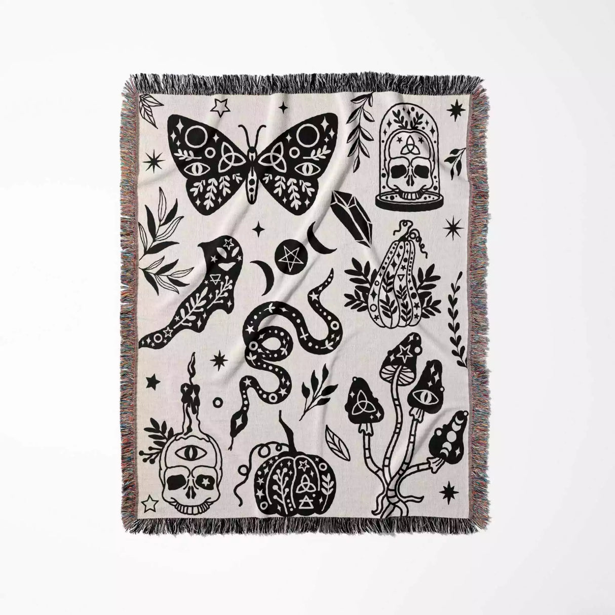 Celestial Spooky Witchy Woven Throw Blanket - DesignerOllie.com