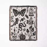 Celestial Spooky Witchy Woven Throw Blanket - DesignerOllie.com