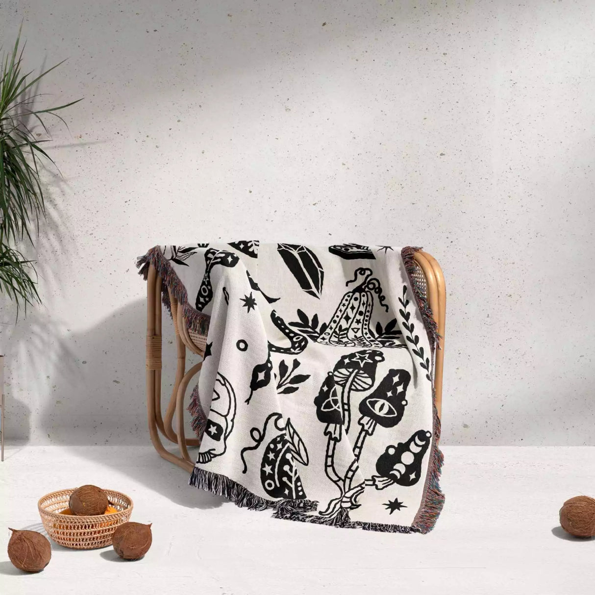 Celestial Spooky Witchy Woven Throw Blanket - DesignerOllie.com