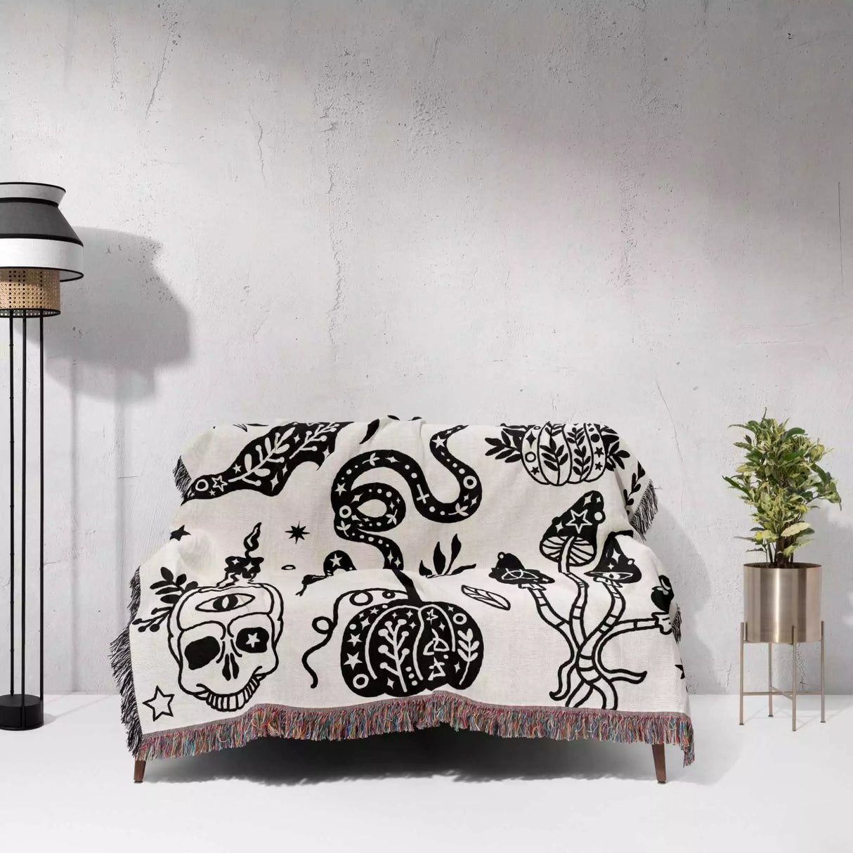 Celestial Spooky Witchy Woven Throw Blanket - DesignerOllie.com