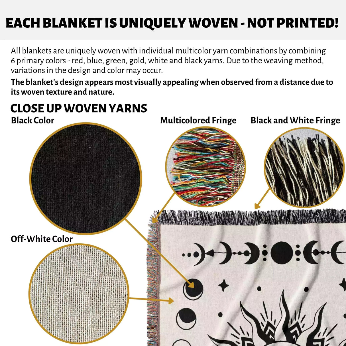 Celestial Sun and Moons Woven Throw Blanket - DesignerOllie.com