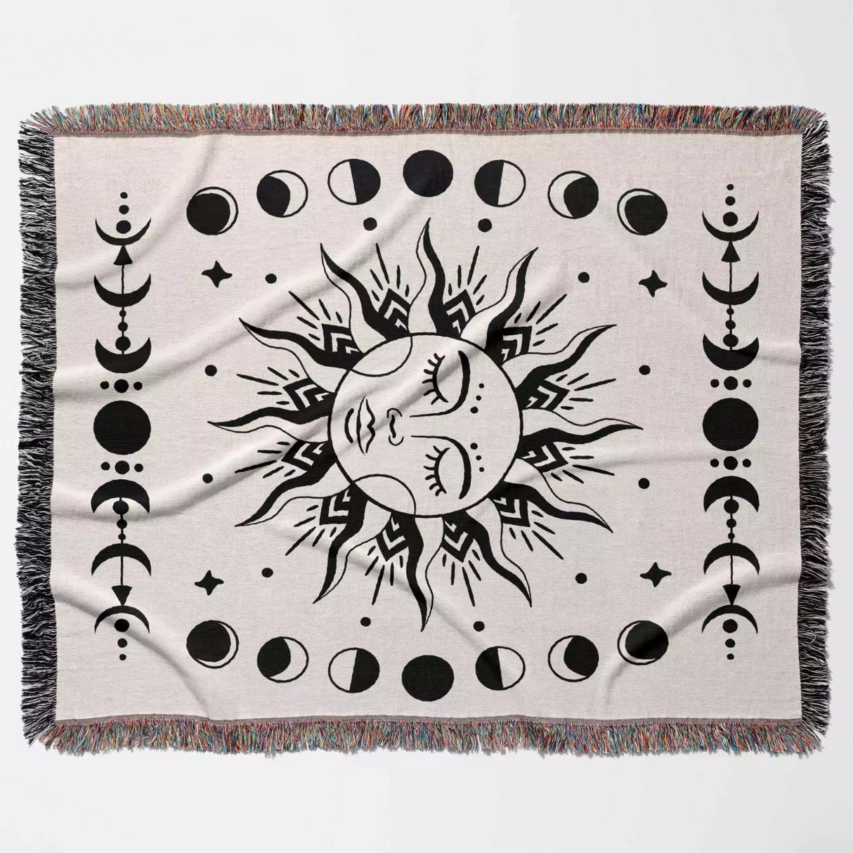 Celestial Sun and Moons Woven Throw Blanket - DesignerOllie.com