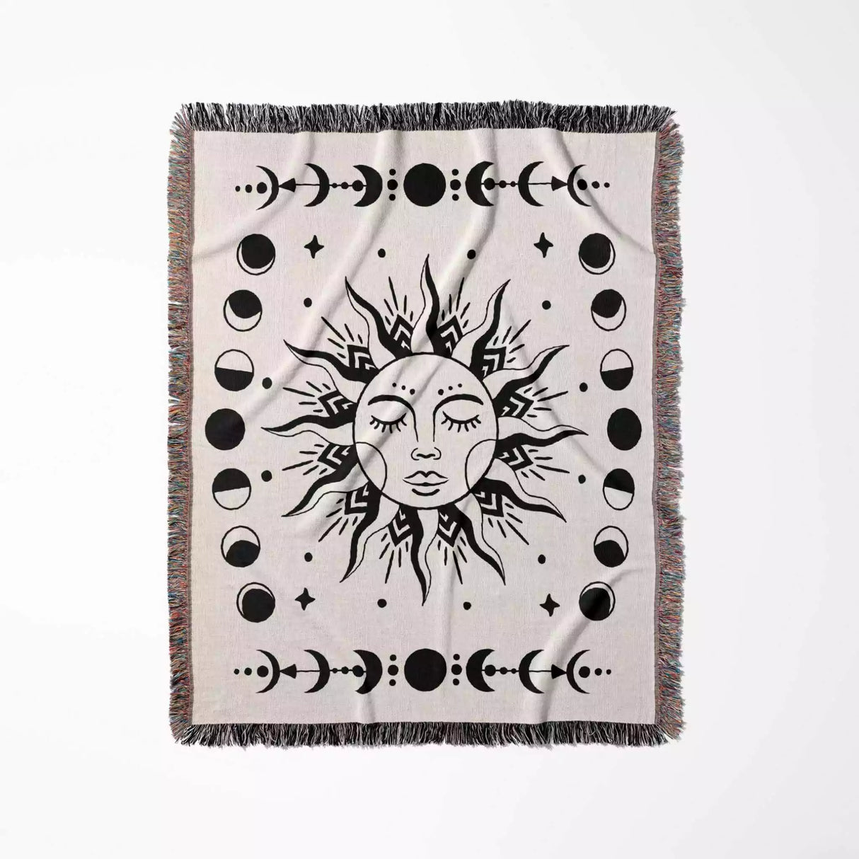 Celestial Sun and Moons Woven Throw Blanket - DesignerOllie.com