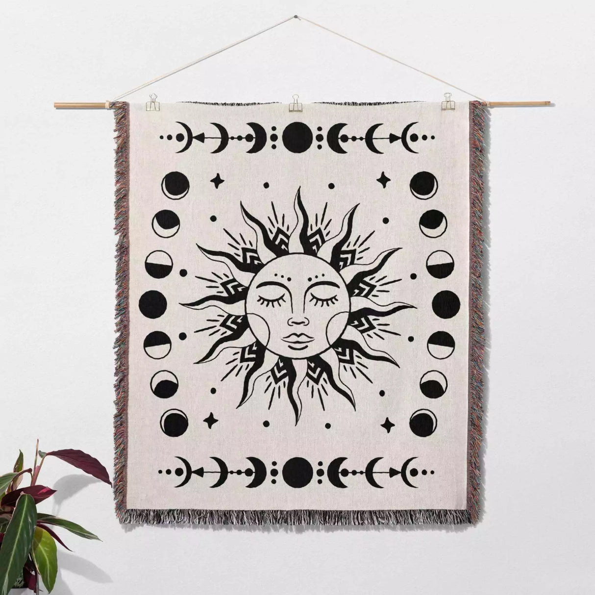 Celestial Sun and Moons Woven Throw Blanket - DesignerOllie.com
