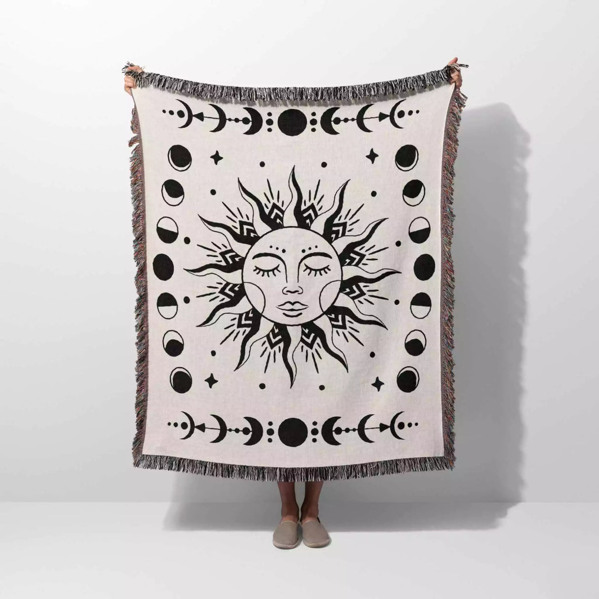 Celestial Sun and Moons Woven Throw Blanket - DesignerOllie.com