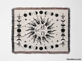 Celestial Sun and Moons Woven Throw Blanket