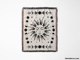 Celestial Sun and Moons Woven Throw Blanket