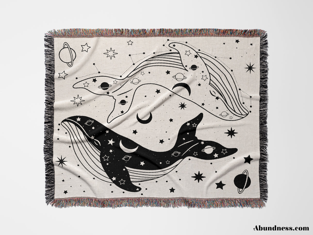 Celestial Whales Woven Throw Blanket