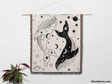 Celestial Whales Woven Throw Blanket