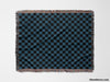 Checkered Black and Blue Woven Throw Blanket and Tapestry