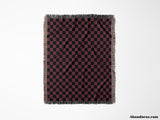 Checkered Black and Bordeaux Woven Throw Blanket and Tapestry