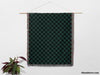 Checkered Black and Forest Green Woven Throw Blanket and Tapestry