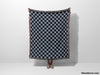 Checkered Black and Light Blue Woven Throw Blanket and Tapestry