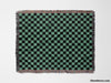 Checkered Black and Light Green Woven Throw Blanket and Tapestry