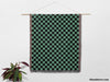 Checkered Black and Light Green Woven Throw Blanket and Tapestry