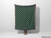 Checkered Black and Light Green Woven Throw Blanket and Tapestry