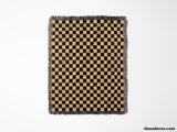 Checkered Black and Orange Woven Throw Blanket and Tapestry