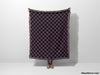 Checkered Black and Purple Woven Throw Blanket and Tapestry