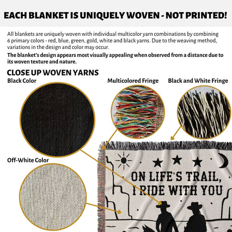 Cowboy and Cowgirl Cotton Anniversary Gift Woven Throw Blanket