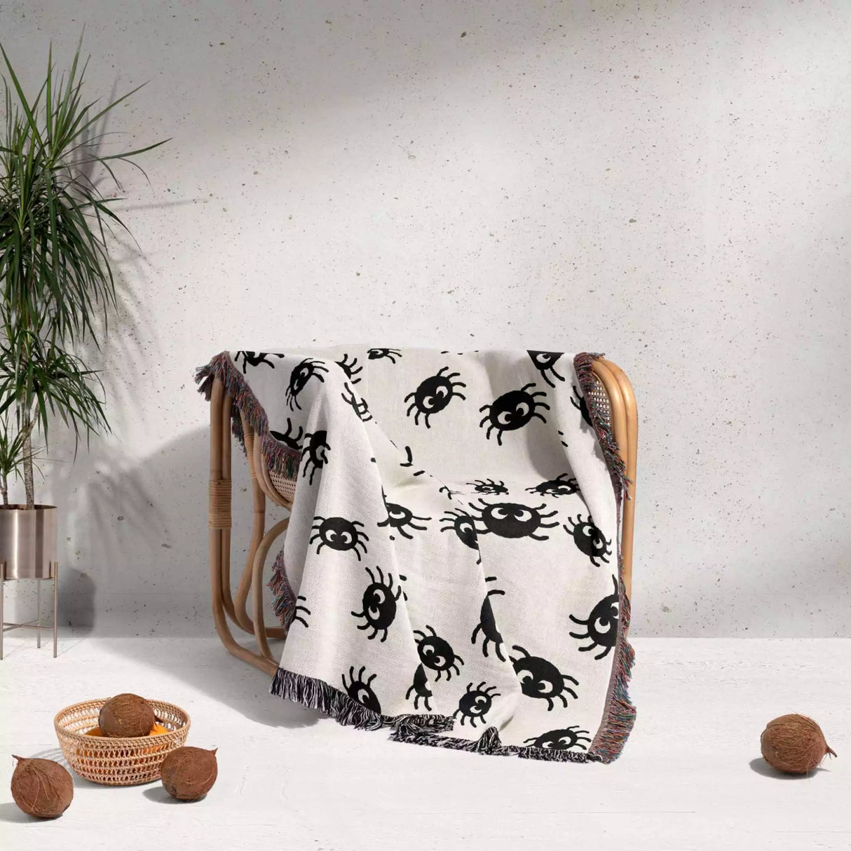 Cute Halloween Blanket with Spiders for Kids Room - DesignerOllie.com