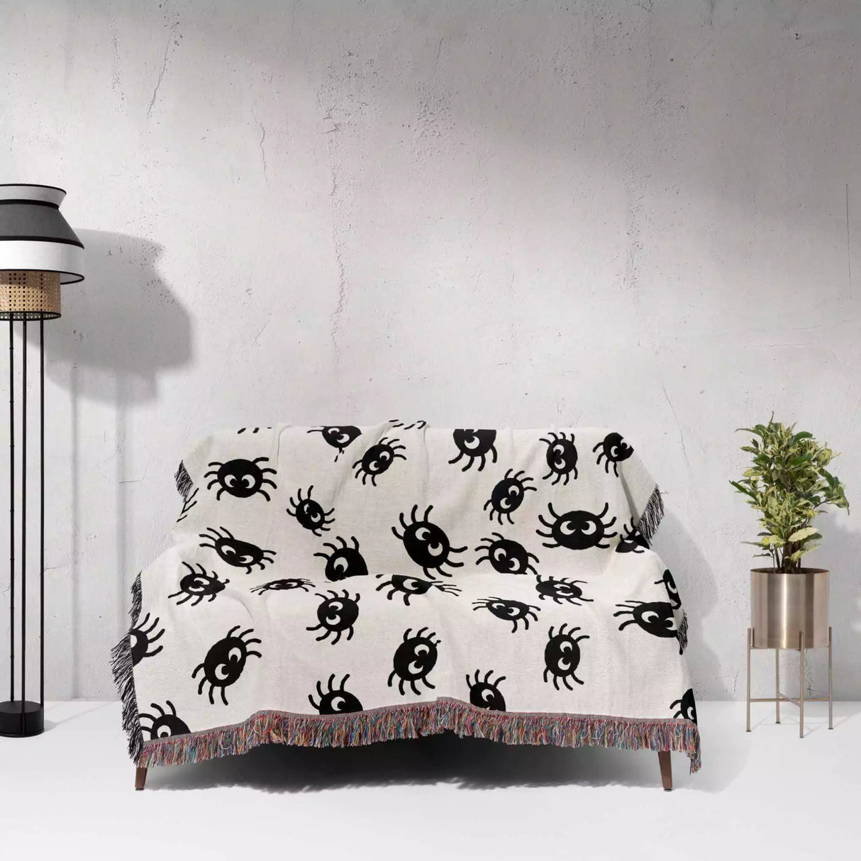 Cute Halloween Blanket with Spiders for Kids Room - DesignerOllie.com