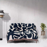 Darker Blue Matisse Woven Throw Blanket - DesignerOllie.com