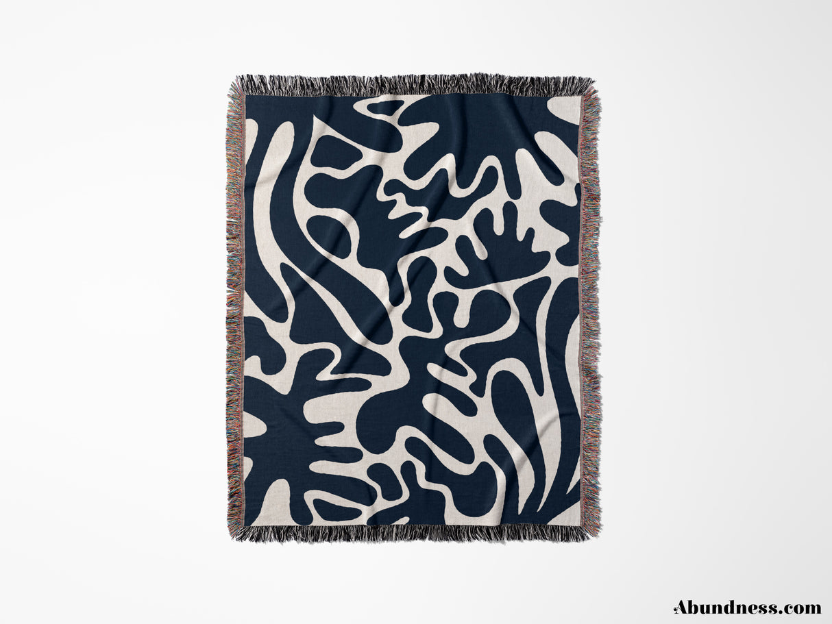 Darker Blue Matisse Woven Throw Blanket