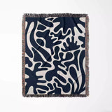 Darker Blue Matisse Woven Throw Blanket - DesignerOllie.com