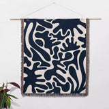 Darker Blue Matisse Woven Throw Blanket - DesignerOllie.com