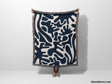 Darker Blue Matisse Woven Throw Blanket