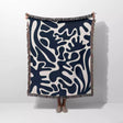 Darker Blue Matisse Woven Throw Blanket - DesignerOllie.com