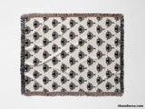 Evil Eye Black and White Woven Throw Blanket