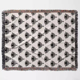 Evil Eye Black and White Woven Throw Blanket - DesignerOllie.com