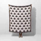 Evil Eye Black and White Woven Throw Blanket - DesignerOllie.com