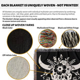 Product description of floral cow skull 2nd anniversary gift woven throw blanket with close-up details and color options.