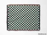 Forest Green Checker Woven Throw Blanket