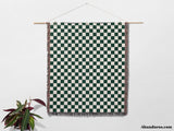 Forest Green Checker Woven Throw Blanket