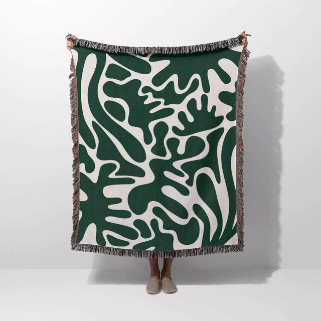 Forest Green Matisse Woven Throw Blanket - DesignerOllie.com