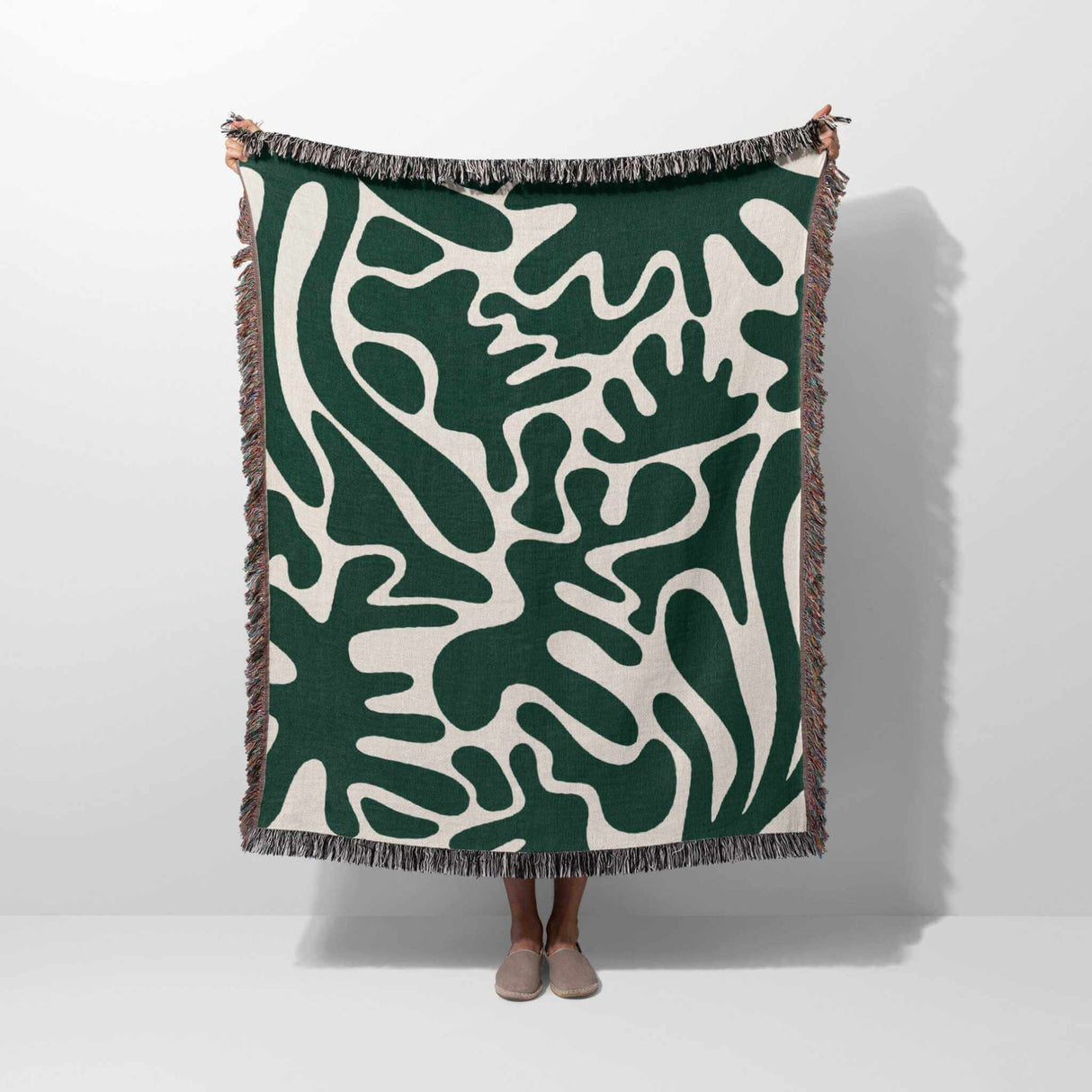 Forest Green Matisse Woven Throw Blanket