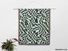 Funky Retro Style Forest Green Checker Woven Throw Blanket