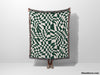 Funky Retro Style Forest Green Checker Woven Throw Blanket