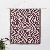 Funky Retro Style Red Checker Woven Throw Blanket - DesignerOllie.com