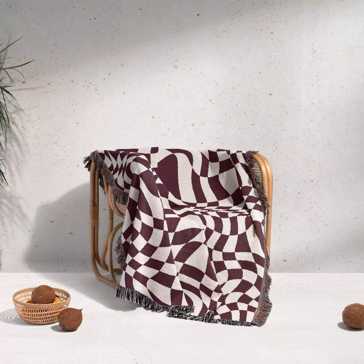 Funky Retro Style Red Checker Woven Throw Blanket - DesignerOllie.com