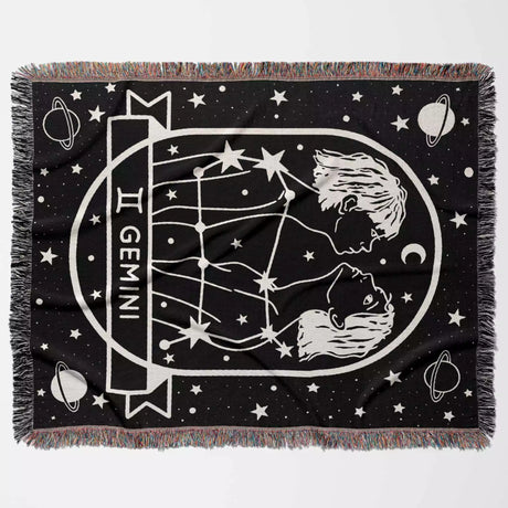 Gemini Zodiac Sign Astrology Woman Woven Throw Blanket Tapestry - DesignerOllie.com
