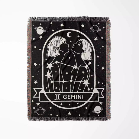 Gemini Zodiac Sign Astrology Woman Woven Throw Blanket Tapestry - DesignerOllie.com