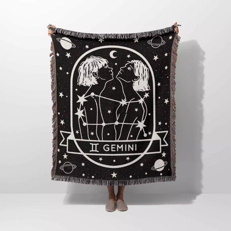 Gemini Zodiac Sign Astrology Woman Woven Throw Blanket Tapestry - DesignerOllie.com
