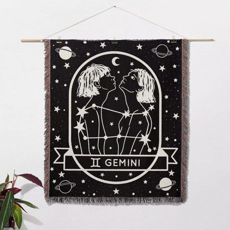Gemini Zodiac Sign Astrology Woman Woven Throw Blanket Tapestry - DesignerOllie.com